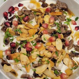 Fatteh yogurt topped with sirloin beef at Cedar North, London Ontario