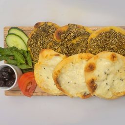 Zaatar and cheese manakish mini Lebanese pizzas at Cedar North, London Ontario